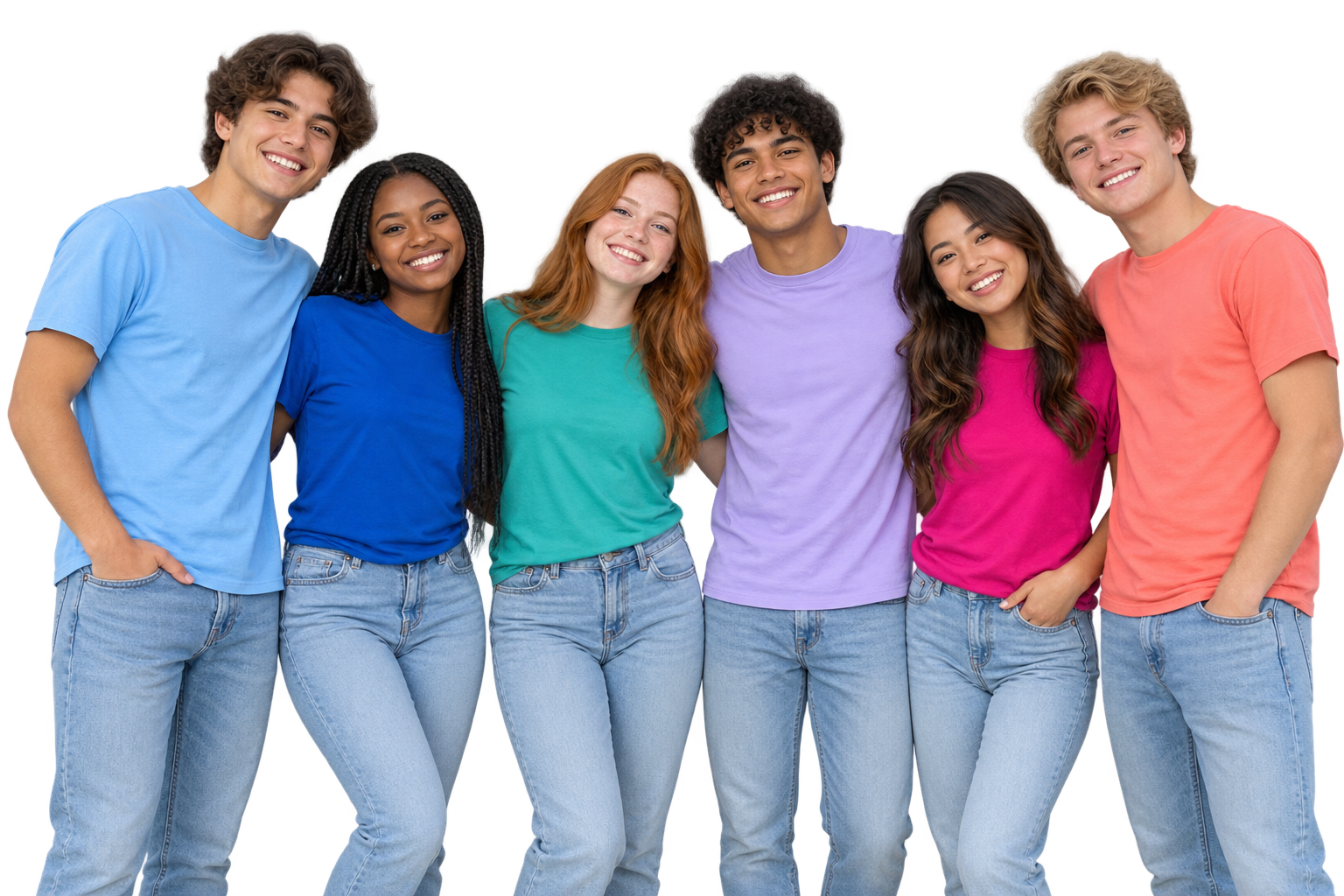 A diverse group of young adults standing together